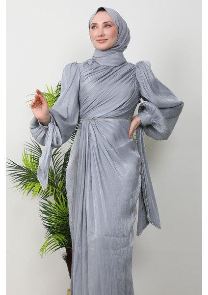 Idil Tesettür Abiye Gri indirimleri