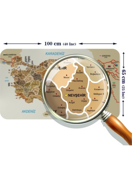 - Eğitici ve Öğretici Detaylı Komşulu Türkiye Haritası Duvar STICKER-60X105-3847