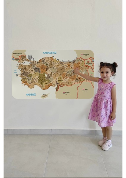 - Eğitici ve Öğretici Detaylı Komşulu Türkiye Haritası Duvar STICKER-60X105-3847