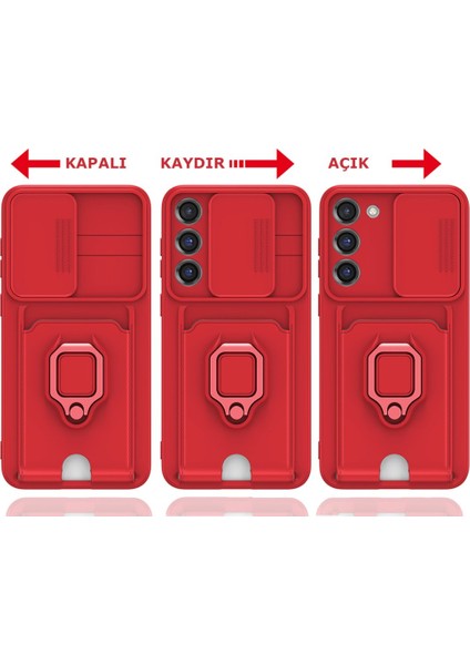 Samsung Galaxy S25 Plus Kılıf Kamera Korumalı Sürgülü Kartvizitli İp Askılı Kapak