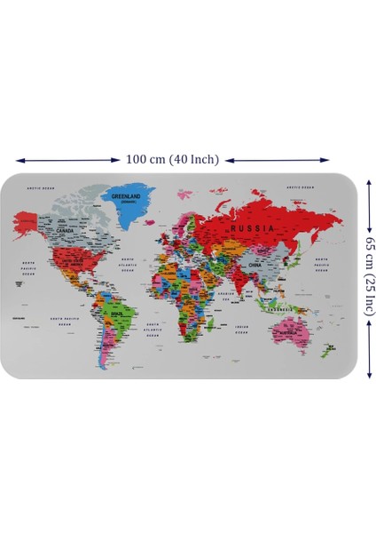 - Eğitici Ülke ve Başkent Detaylı Atlası Dünya Haritası Duvar STICKER -60X105-3853