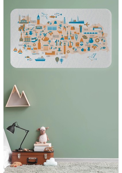 - Eğitici ve Öğretici Cocuk Odası Türkiye Haritası Duvar STICKER-60X105-3875