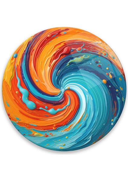 Hotumda Savrulan Renklerin Ahengi Sanatsal Yuvarlak Cam Tablo fırsatları