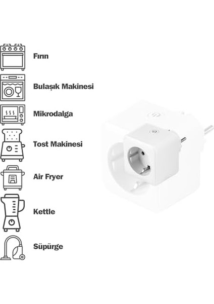 LED Wi-Fi Akıllı Priz Uzaktan Telefonla Kontrol Edilebilir 16 Amper Beyaz| Tuya, Google Asistant, Amazon Alexa Uyumlu (1)