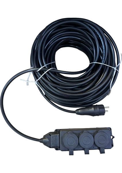 3 Lü Kauçuk Seyyar Uzatma Kablosu 20 Metre 3x2.5 mm