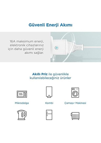 Akıllı Wi-Fi Destekli 16A Akım Korumalı Tekli Priz - Uygulama Üzerinden Kontrol NTL-SW01 16A Maksimum Enerji - Zamanlayıcı Akıllı Priz - Kolay Kurulum