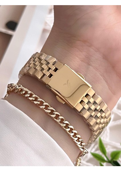 Çelik Kordon Takvimli Kadran 30 mt Suya Dayanıklı Kadın Kol Saati+Bileklik BFG.10038.G2 modelleri