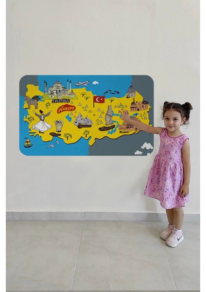 - Eğitici ve Öğretici Cocuk Odası Türkiye Haritası Duvar STICKER-60X105-3881