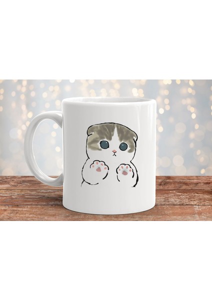 Sevimli Kedi Cat Baskılı Hediyelik Porselen Kupa Bardak