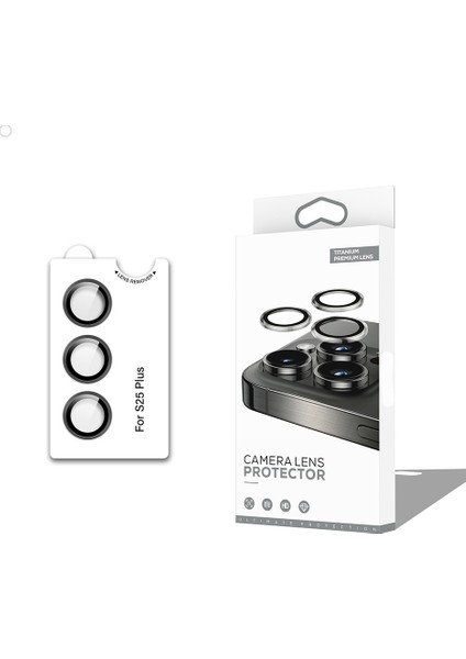 Samsung Galaxy S25 Plus Için Kolay Takılan 3D Metal Çerçeveli Kamera Lens Koruyucu Siyah Cl-12