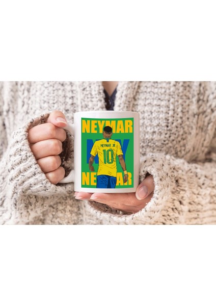 Futbolcu Neymar Baskılı Hediyelik Porselen Kupa Bardak