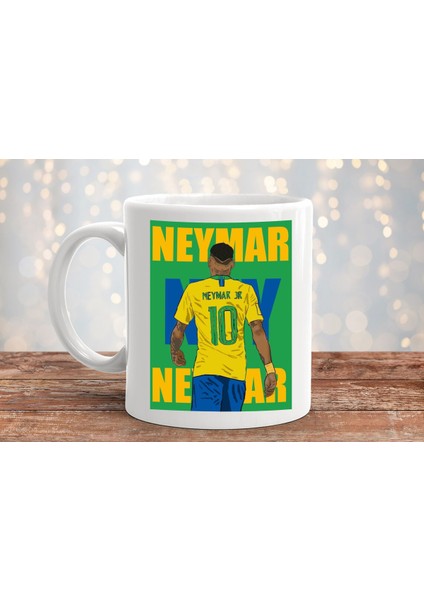 Futbolcu Neymar Baskılı Hediyelik Porselen Kupa Bardak
