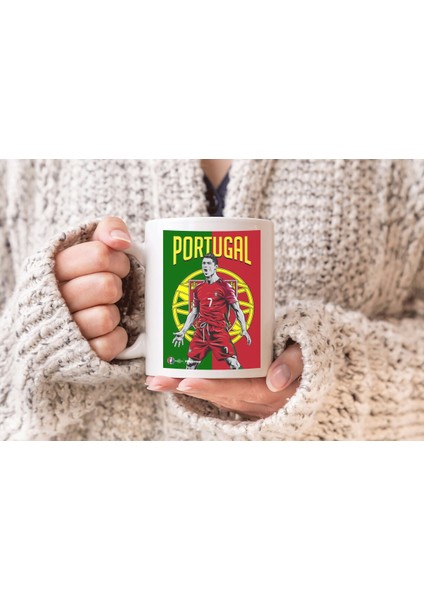Futbolcu Ronaldo Baskılı Hediyelik Porselen Kupa Bardak