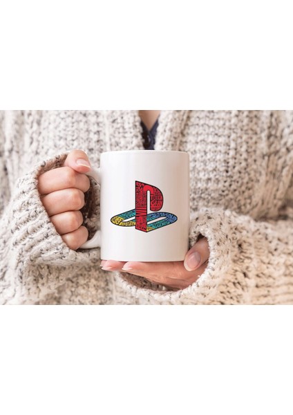 Playstation Oyun Logosu Baskılı Hediyelik Porselen Kupa Bardak