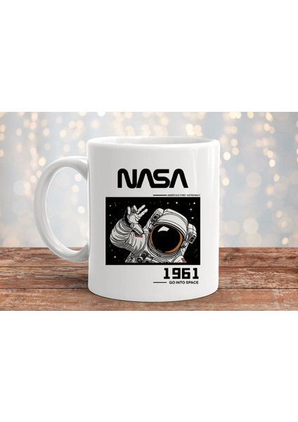 Nasa Astronot Uzay Baskılı Hediyelik Porselen Kupa Bardak