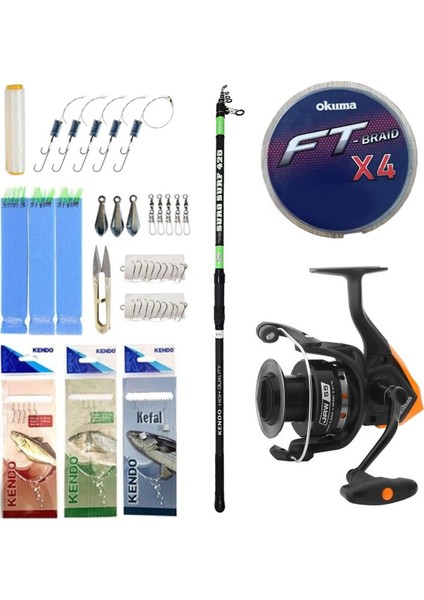 Yekoutdoor Hazır Olta Seti Kendo Suro Surf 420CM 100-200GR Olta Kamışı&okuma Jaw-55 3+1bb Olta Makinesi