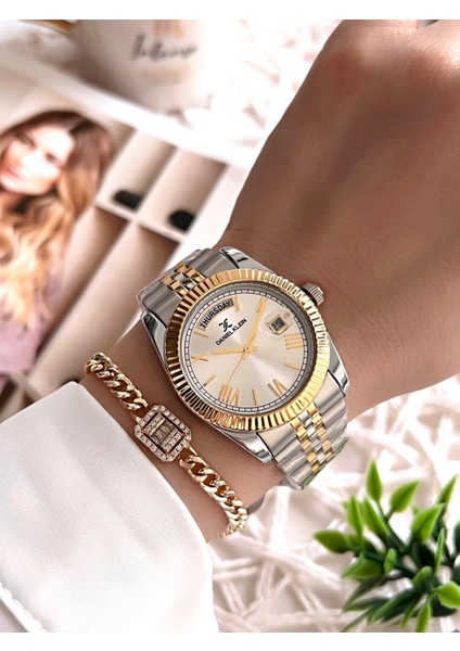 Çelik Kordon Takvimli Kadran 30 mt Suya Dayanıklı Kadın Kol Saati+Bileklik BFG.10038.G3 fiyatları