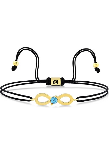 Aquamarine Zirconia Taşlı Sonsuz Ipli Bileklik