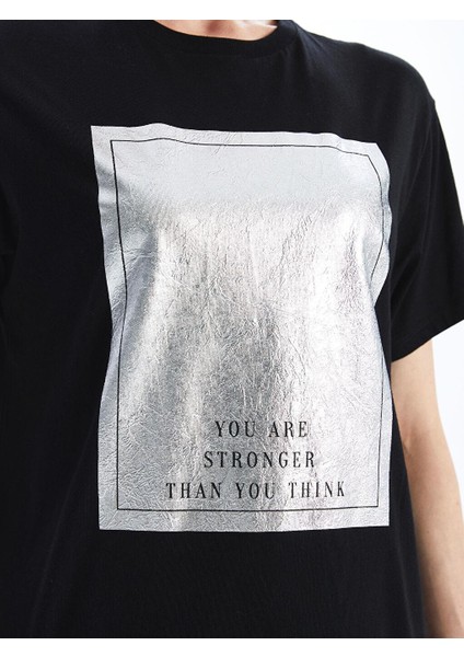 Lcw Vision Bisiklet Yaka Baskılı Kadın Tişört modelleri