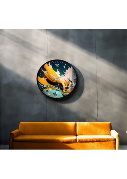 Dekoratif 3D Baskı Geometrik Desen Yuvarlak Duvar Saati -83