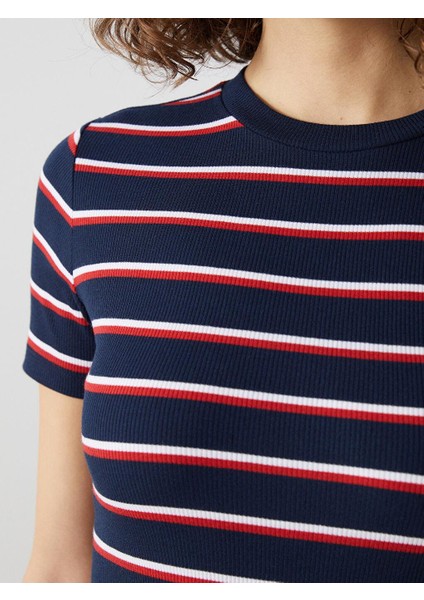 Lcw Vision Bisiklet Yaka Çizgili Kadın Elbise modelleri