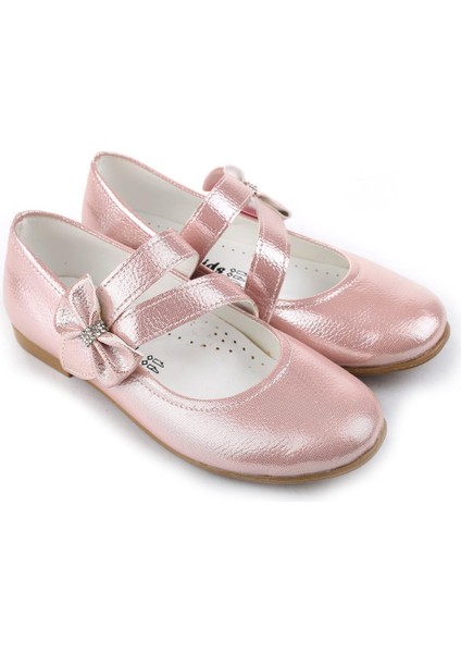 Ortaç 2082 Kız Çocuk Balerin Fiyonk Cırtlı Rugan Babet Ayakkabı