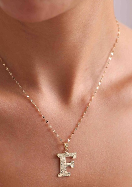 14 Ayar Altın F Harf Füzyon Kolye