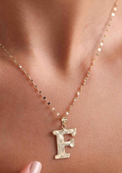 14 Ayar Altın F Harf Füzyon Kolye fiyatları