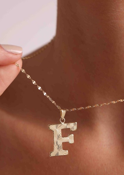 14 Ayar Altın F Harf Füzyon Kolye modelleri