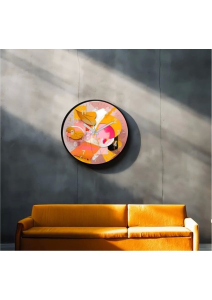 Dekoratif 3D Baskı Geometrik Desen Yuvarlak Duvar Saati -115