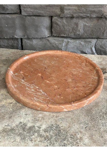 Gül Pembesi Mermer Tepsi 26X3