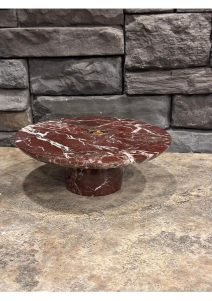 Vişne Mermeri Ayaklı Sunum Tepsisi Çap 25CM, Yükseklik 19CM fiyatları