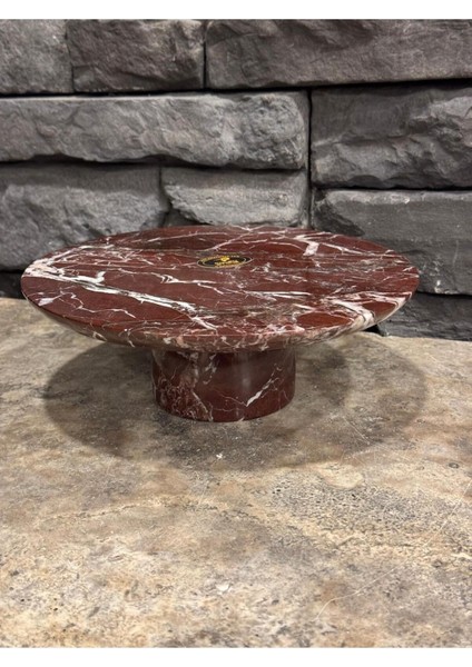 Vişne Mermeri Ayaklı Sunum Tepsisi Çap 25CM, Yükseklik 19CM fırsatları