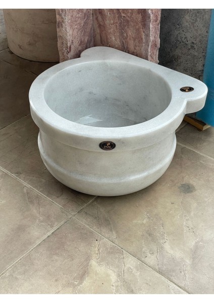 Beyaz Mermer Doğal Taş Hamam Kurnası