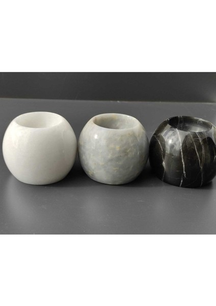 Stone Beyaz, Gri, Siyah Doğal Mermer 3'lü Mumluk Takımı modelleri