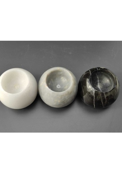 Stone Beyaz, Gri, Siyah Doğal Mermer 3'lü Mumluk Takımı fırsatları
