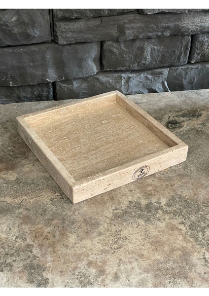 Light Bej Traverten Kare Tepsi 22X22 Sunumluk/nişan Söz Tepsisi modelleri