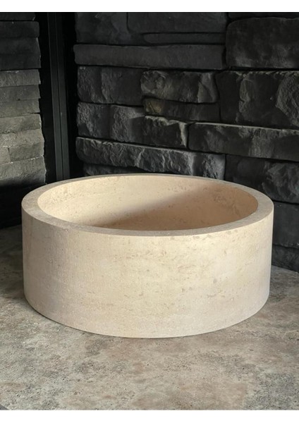 Doğal Taş Light Traverten Silindir Model Lavabo modelleri