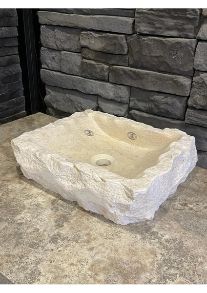 Doğal Taş Traverten Doğal Taş Patlatma / Kaya Model Lavabo 43X37X12 fiyatları
