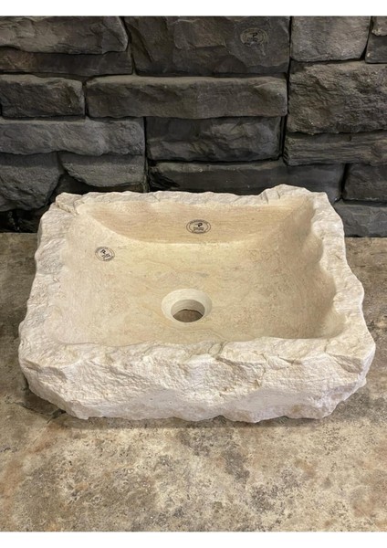 Doğal Taş Traverten Doğal Taş Patlatma / Kaya Model Lavabo 43X37X12 fırsatları