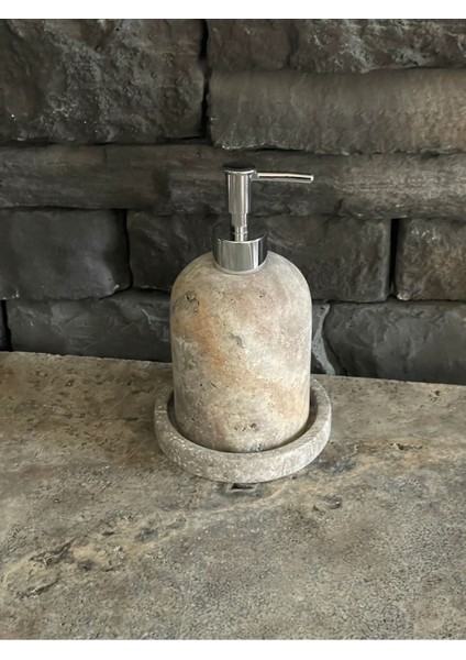 Yeni Silver Traverten Doğal Taş Tepsili Sıvı Sabunluk Seti fırsatları