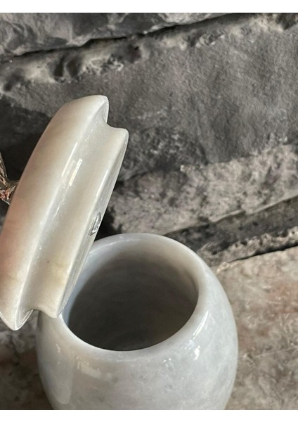 Elips Model Mermer Sıvı Sabunluk ve Kapaklı Pamukluk 2'li Set fiyatları