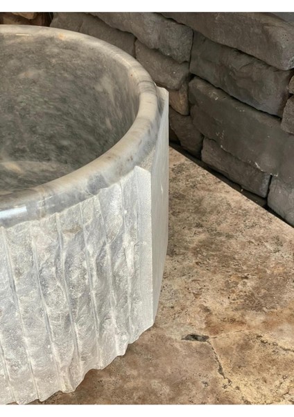 Gri Mermer Patlatma Modelli Hamam Kurnası