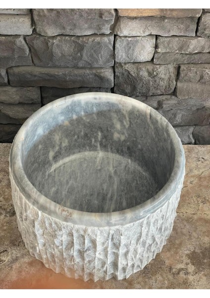 Gri Mermer Patlatma Modelli Hamam Kurnası