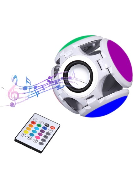 Bluetooth Hoparlör Müzik Çalar Kumandalı Ayarlanabilir Rgb (Renkli) LED Futbol Ampulü Lambası