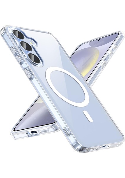 Samsung Galaxy S25 Kılıf Magsafe Wireless Kablosuz Şarj Destekli Sert Silikon Şeffaf Kapak Manyetik