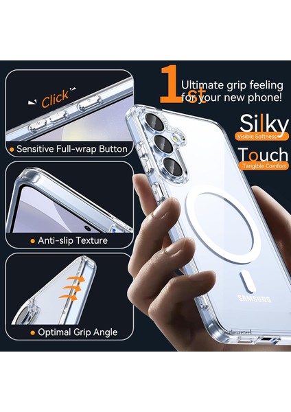 Samsung Galaxy S25 Kılıf Magsafe Wireless Kablosuz Şarj Destekli Sert Silikon Şeffaf Kapak Manyetik modelleri