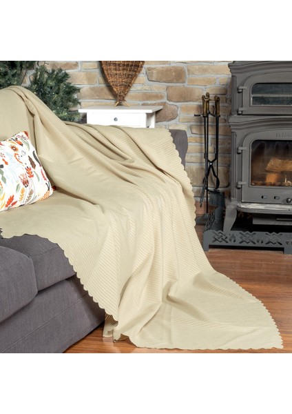 Mikrofiber Şönil Fitilli Minimalist Koltuk Örtüsü -175 x 350 cm x large, Çift Taraflı, Kaymaz, Terletmez Camel fiyatları