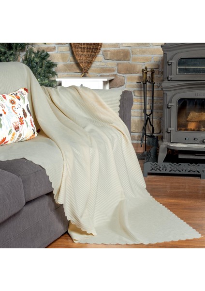 Mikrofiber Şönil Fitilli Minimalist Koltuk Örtüsü -175 x 350 cm x large, Çift Taraflı, Kaymaz, Terletmez Ekru fiyatları