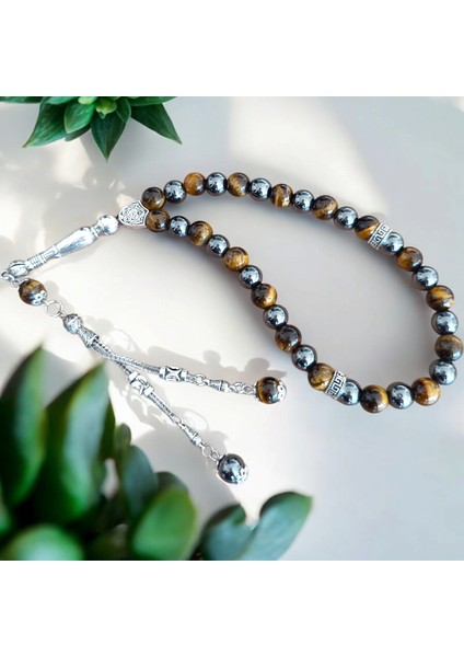 Doğal Taş Bileklik - Doğal Taş Tesbih - Doğal Taş Anahtarlık - 3 Adet Hematit Kaplan Gözü Taşı Seti fiyatları